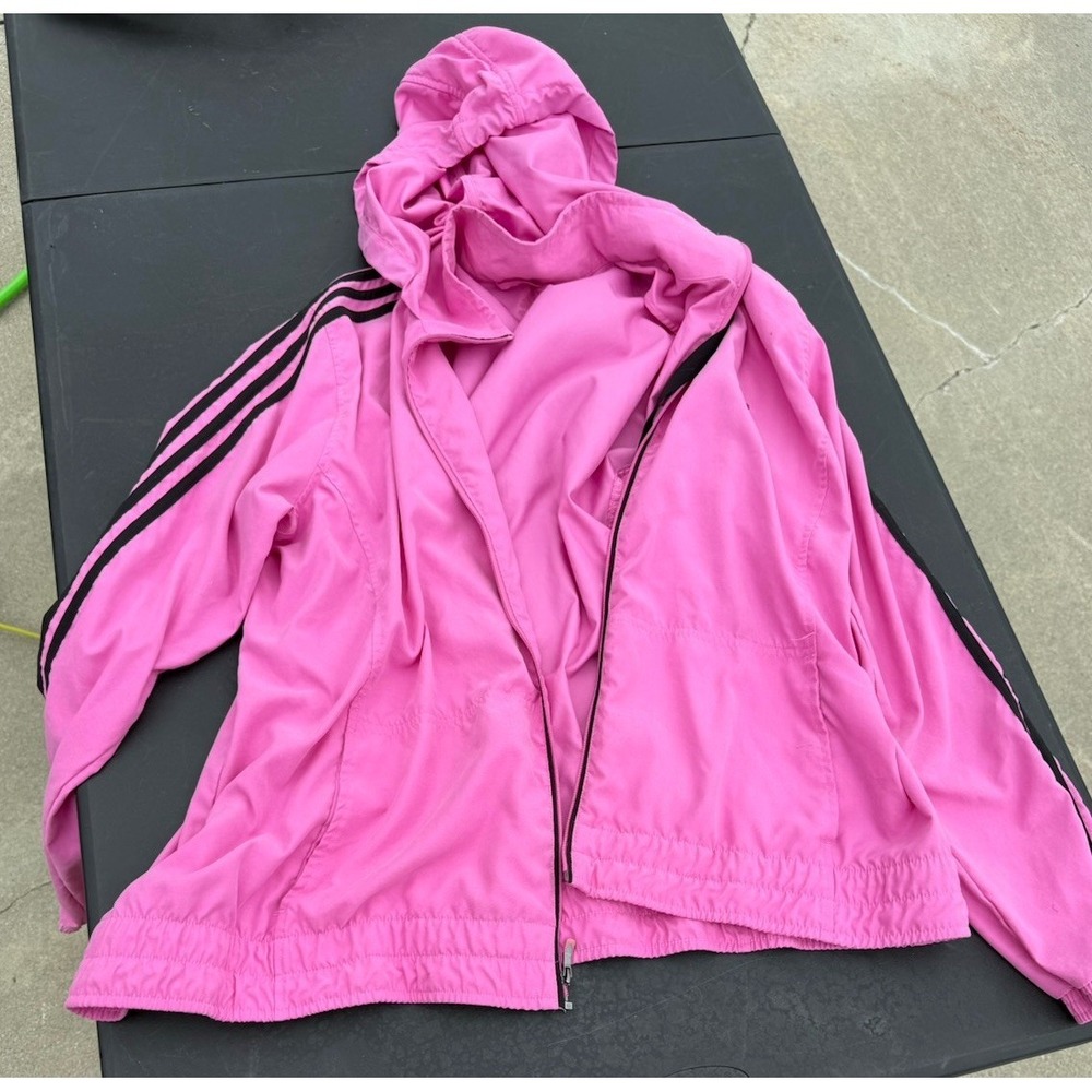 Adidas Pink Black Stripe Track Pants Y2K Joggers Windbreaker Women's XXL